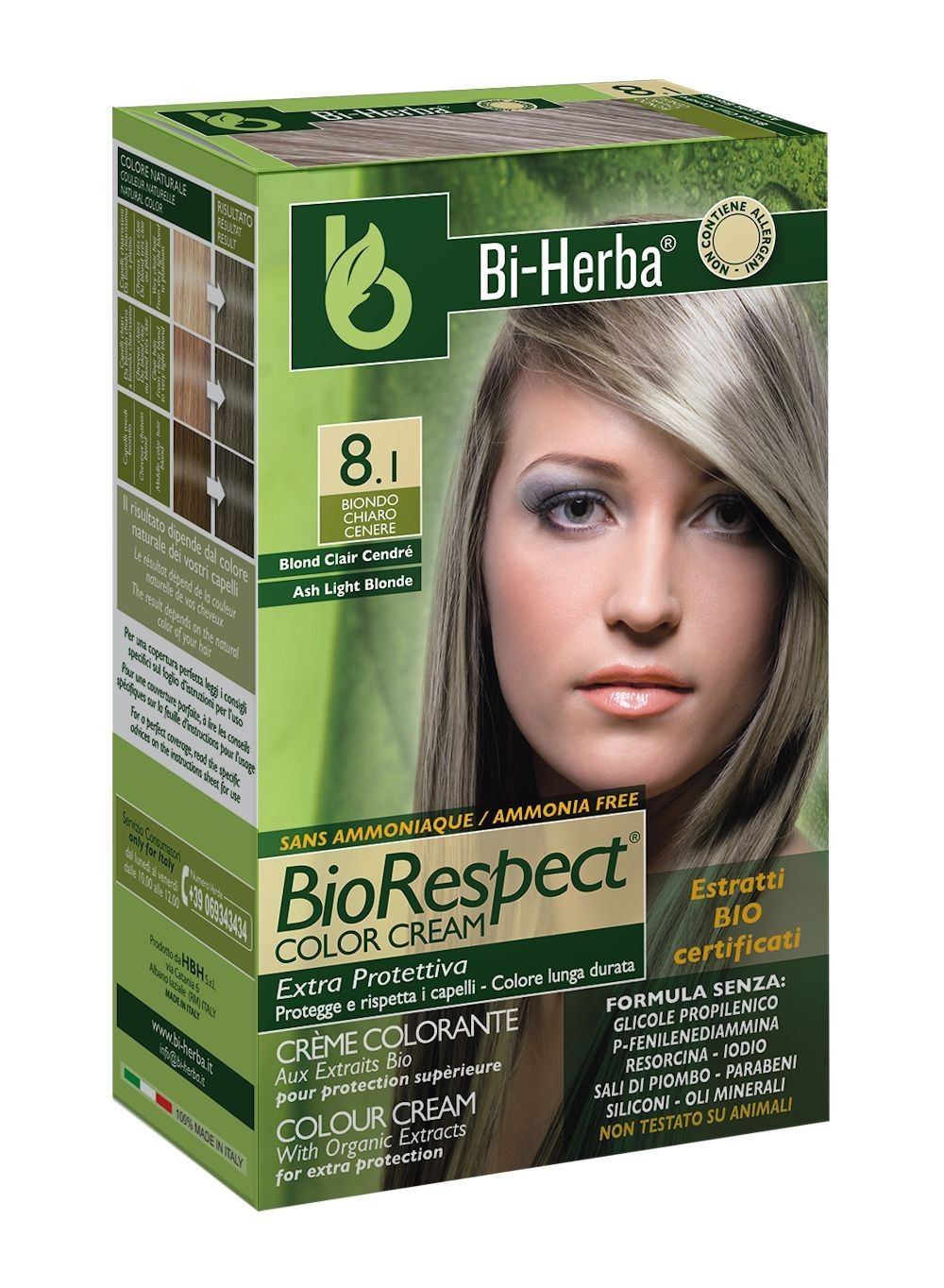 Bio Respect Light Ash Blonde Colouring Cream  with Certified Organic  Extracts 60 ml + 60 ml + 15 ml | Starbene