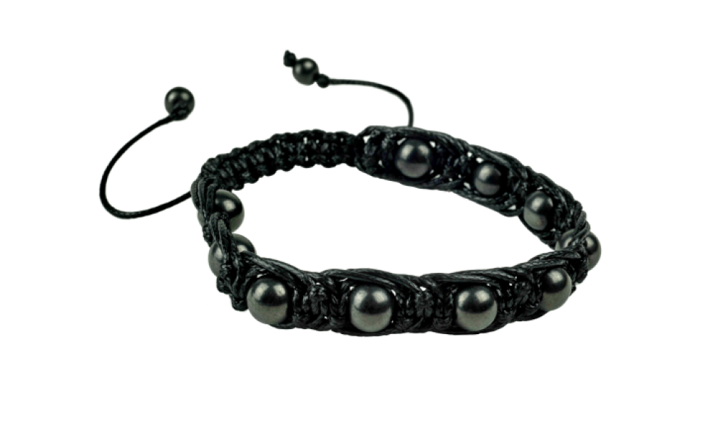 Bracciale In Shungite Naturale – Pietra Curativa Elastica, 17,8-22,9 Cm, Protezione EMF, Unisex